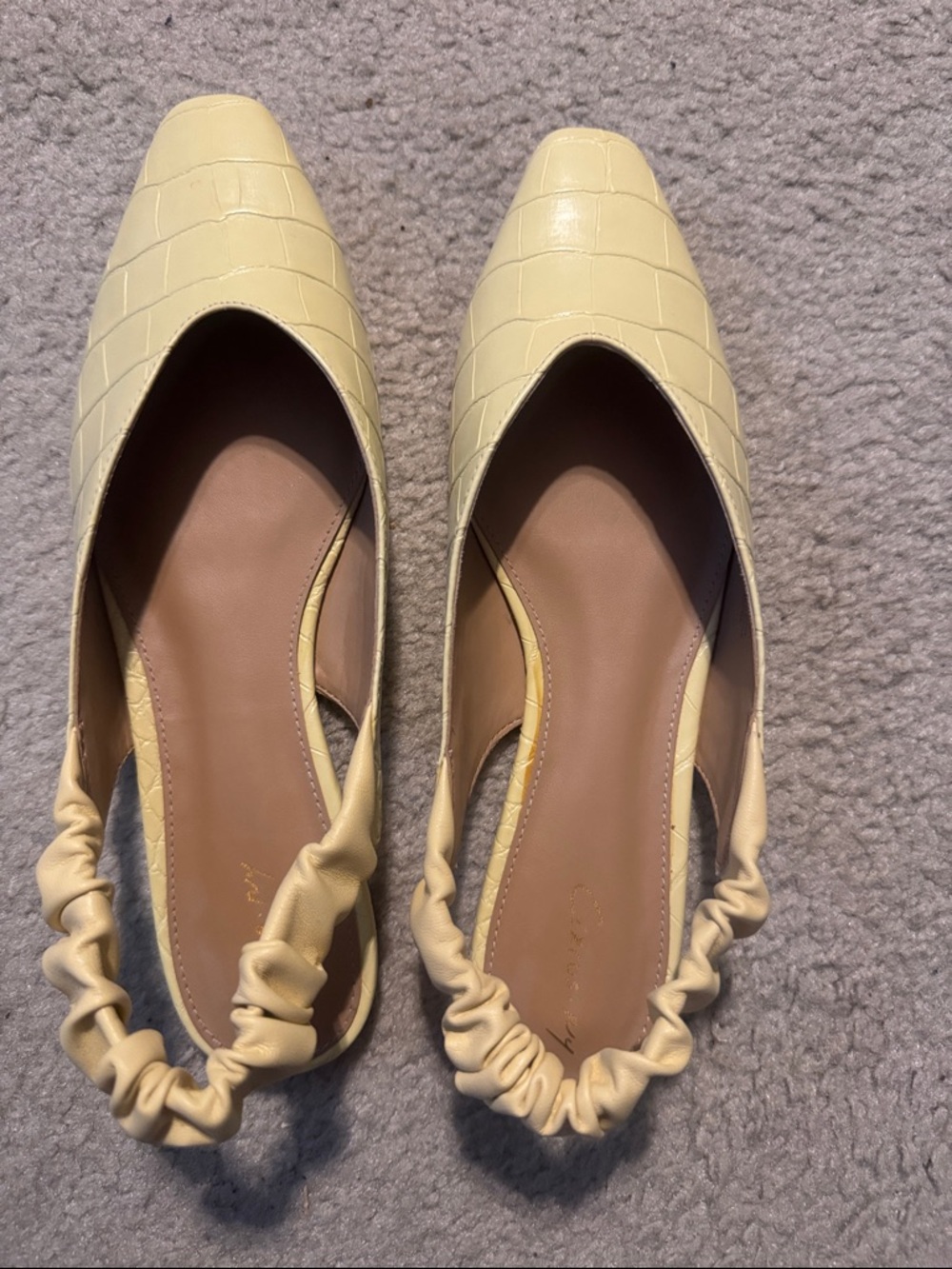 Women's Croc-Embossed Yellow Slingback Flats